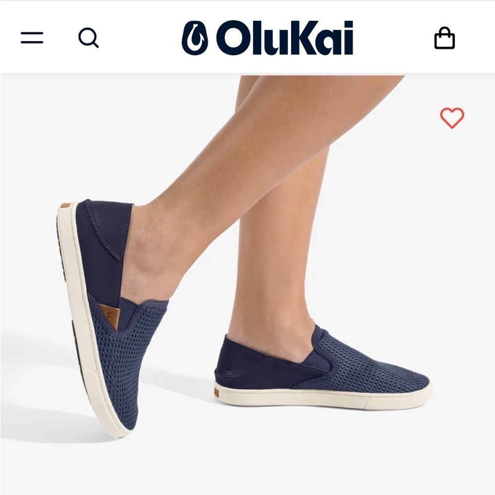 OluKai Pehuea Navy Trench Blue Slip On Shoe 7 Coastal Grandmother Nautical Beach